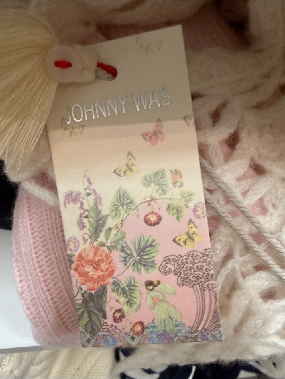 Johnny Was Cream Crochet Openwork Scoop Neck Sweater - Picture 6 of 7